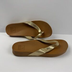 Reef Women's Cushion Whisper Gold Leather Flip Flops